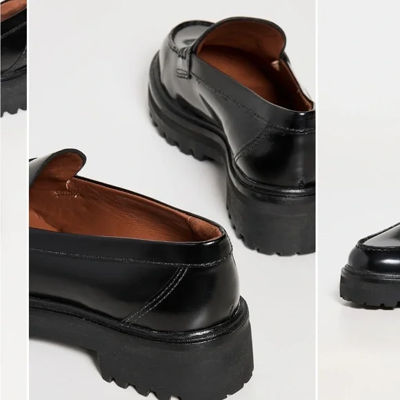 Reformation Agathea Black Chunky Platform Lugsole Penny Loafers in Size 7.5 - Picture 2 of 10